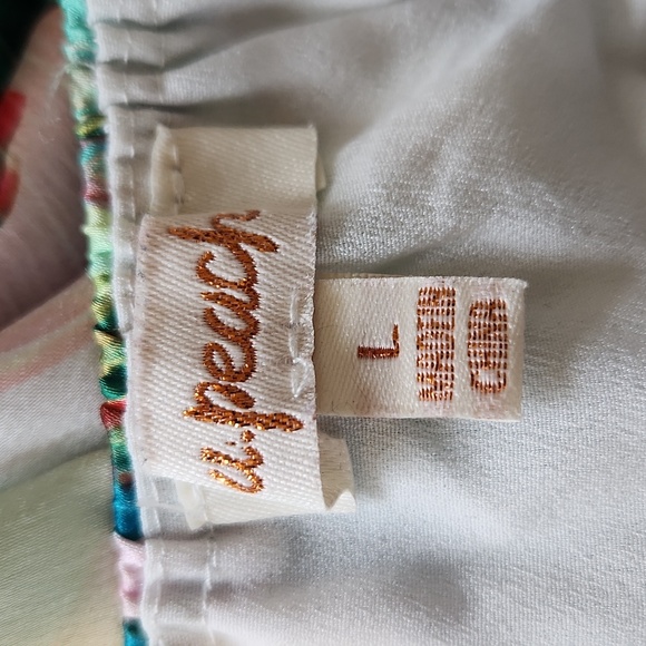 NWOT a peach maxi dress with tropical pattern, sz L - Picture 4 of 5